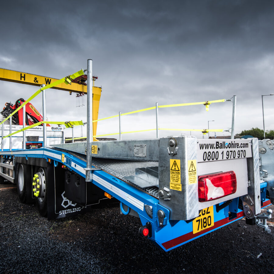 Sterling beavertail with cheesewedge ramps, operated by Balloo Hire in Belfast
