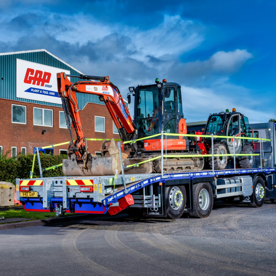 Beavertail plant truck in Glasgow depot with 32t chassis