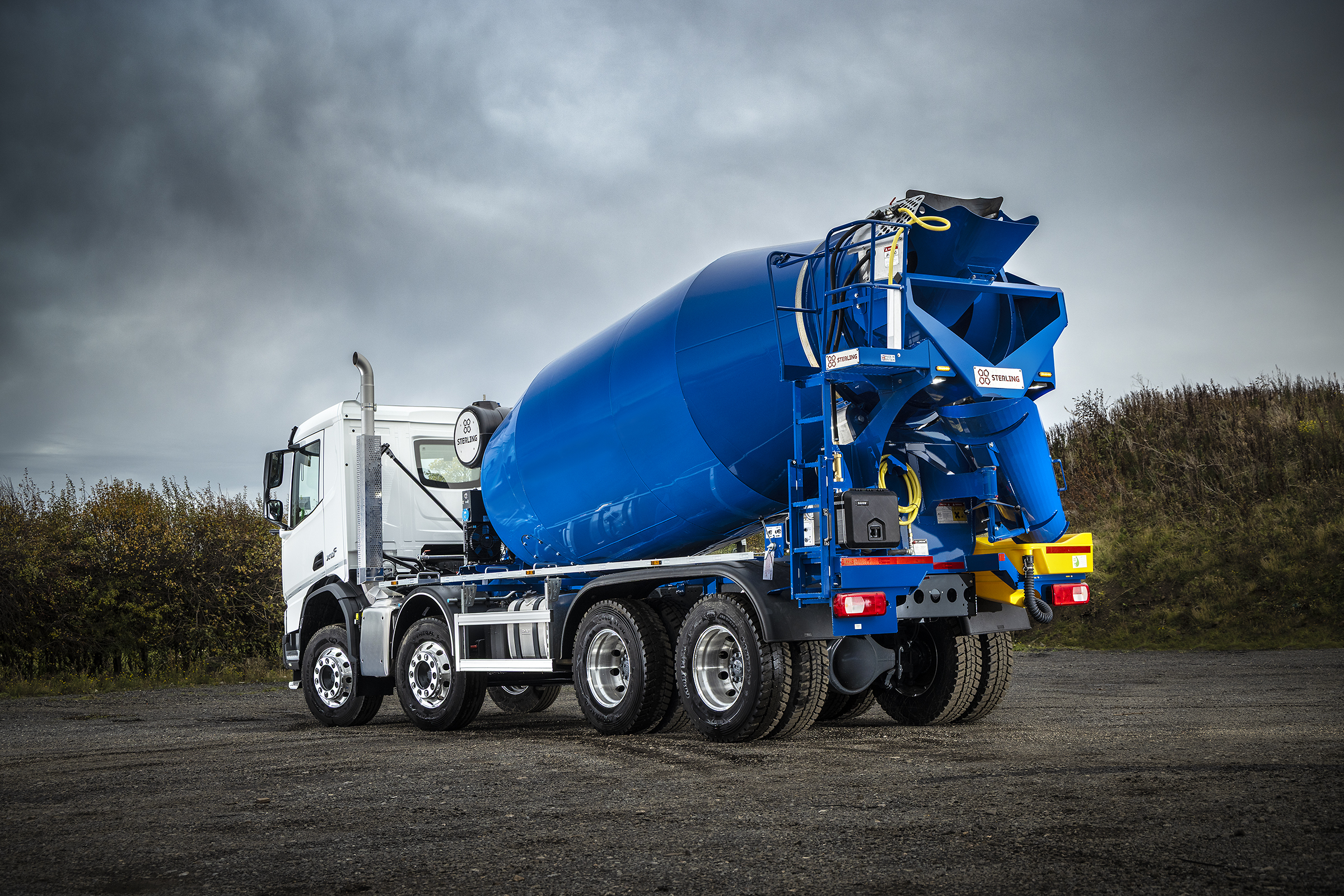 A Sterling Supermix concrete mixer truck